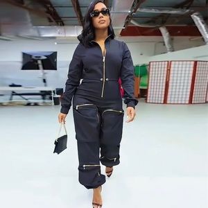 NWT Black jumpsuit - cargo - fitted with some stretch - dress up or down!